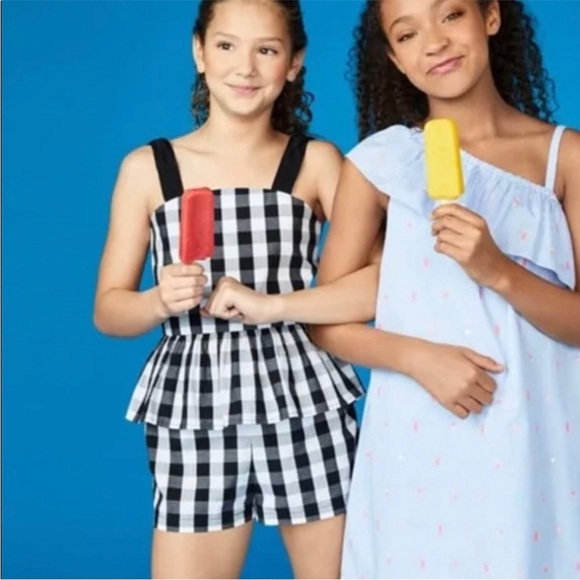 Kate Spade Girls size 14 Blue Asymmetrical Ruffled Sundress - Picture 7 of 9